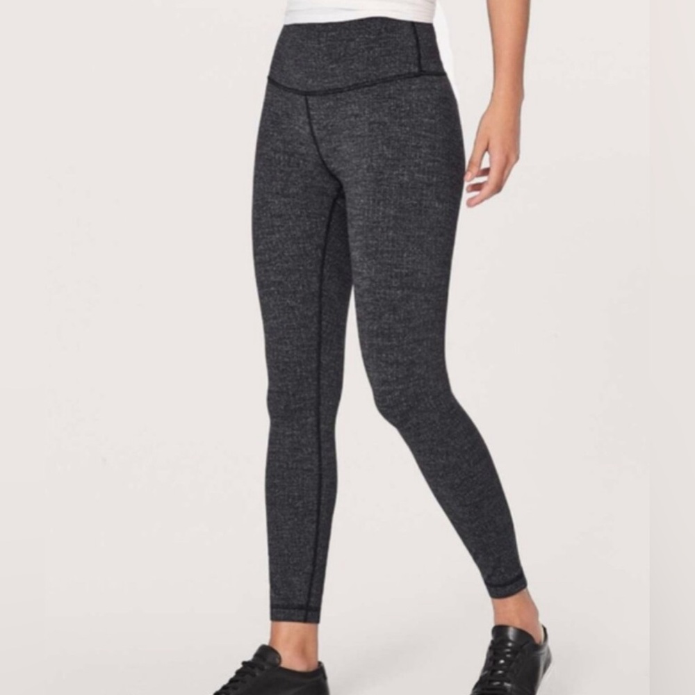 Lululemon Knit Full Length Leggings Luon Variegated Black Heathered Women’s 6
